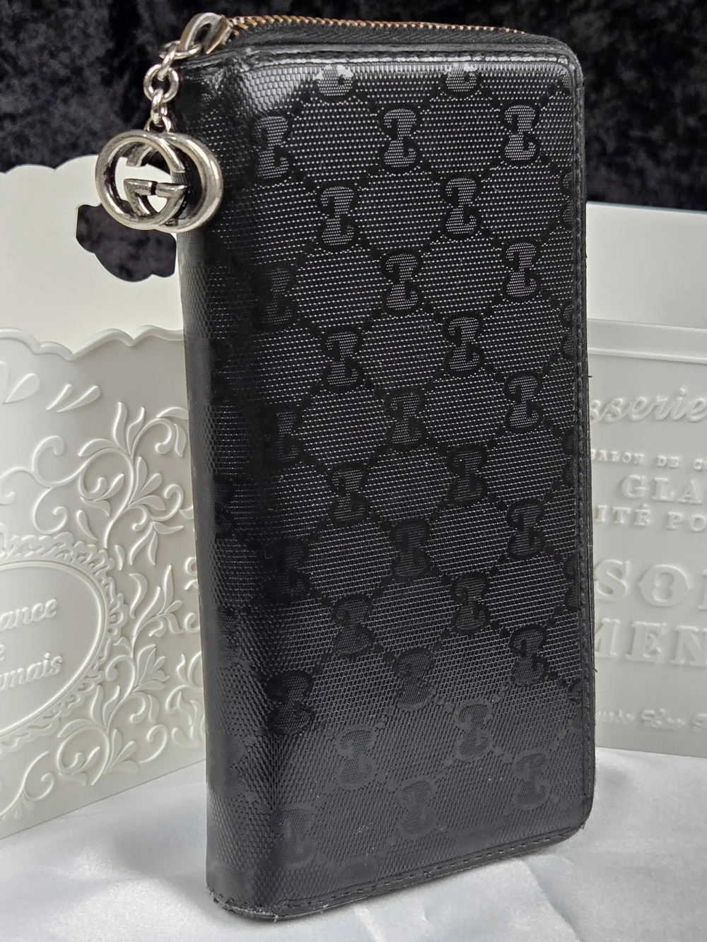 Gucci Black Signature GG Zip Around Wallet